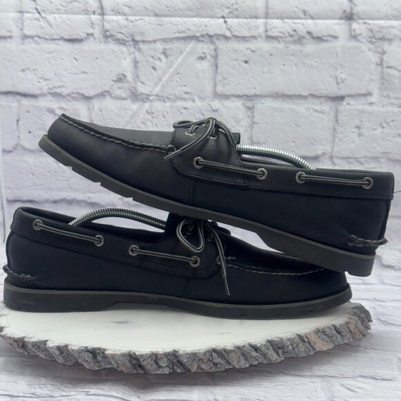 Sperry Top-Sider Men's Leeward 2 Eye Boat Shoe Black Leather Size 13 M - Picture 7 of 9